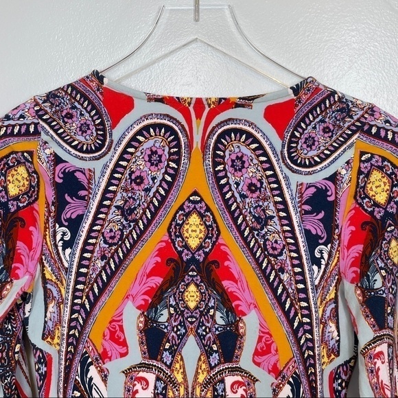 Free People Pick a Place Multicolored Bodysuit Faux Lace Up Front Snap Crotch M - Picture 12 of 14